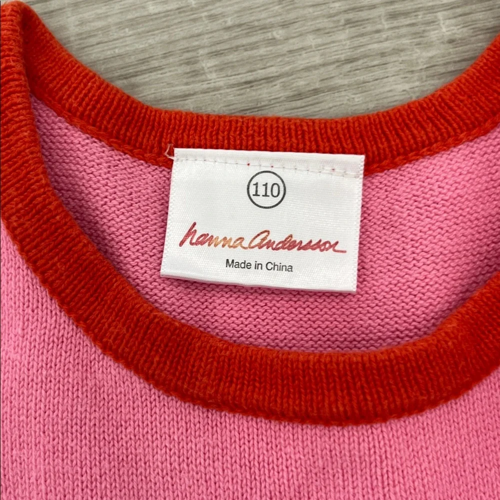 Hanna Andersson Bright Ideas Sweater Dress Top Pink Tiered Ruffle Girls 110 / 5‎